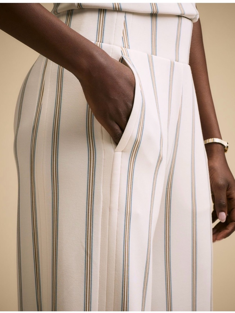 CALIA Cream Wide-Leg Stripe Palazzo Pants NWOT